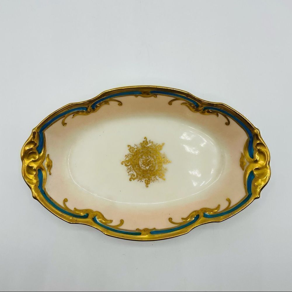 Vintage B&H Limoges Hand Painted Oval Trinket Dish